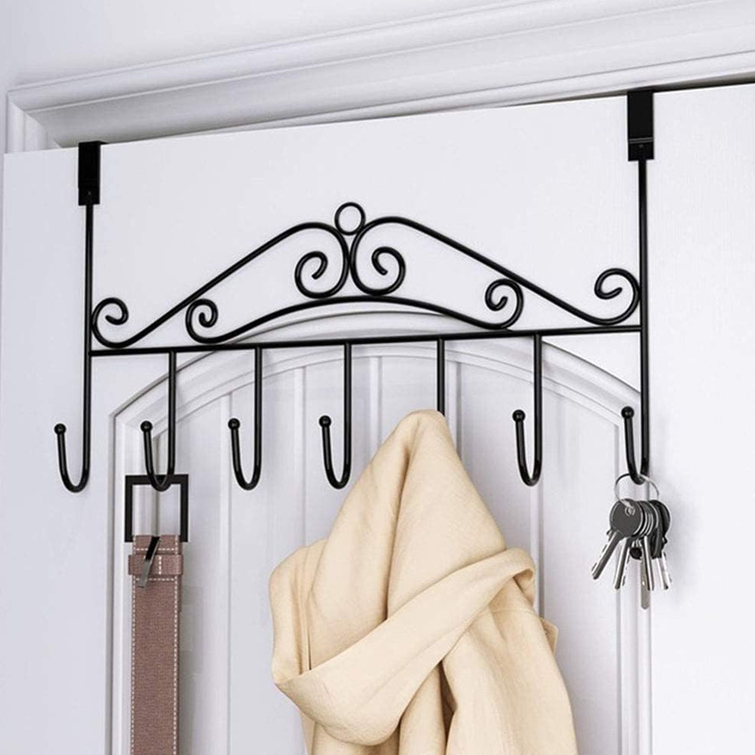 9383 Over The Door Hanger Rack 7 Hooks Decorative Ognazier Hook Rack Stylish Door Hanger Door Hook Hangers with 7 Hooks,Metal Hanging Rack for Home Office Use 9383 Over The Door Hanger Rack 7 Hooks Decorative Ognazier Hook Rack Stylish Door Hanger Door Hook Hangers with 7 Hooks,Metal Hanging Rack for Home Office Use